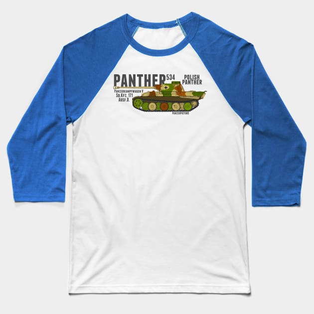 Panther Ausf D 534 Polish Panther Breda. Baseball T-Shirt by Panzerpicture